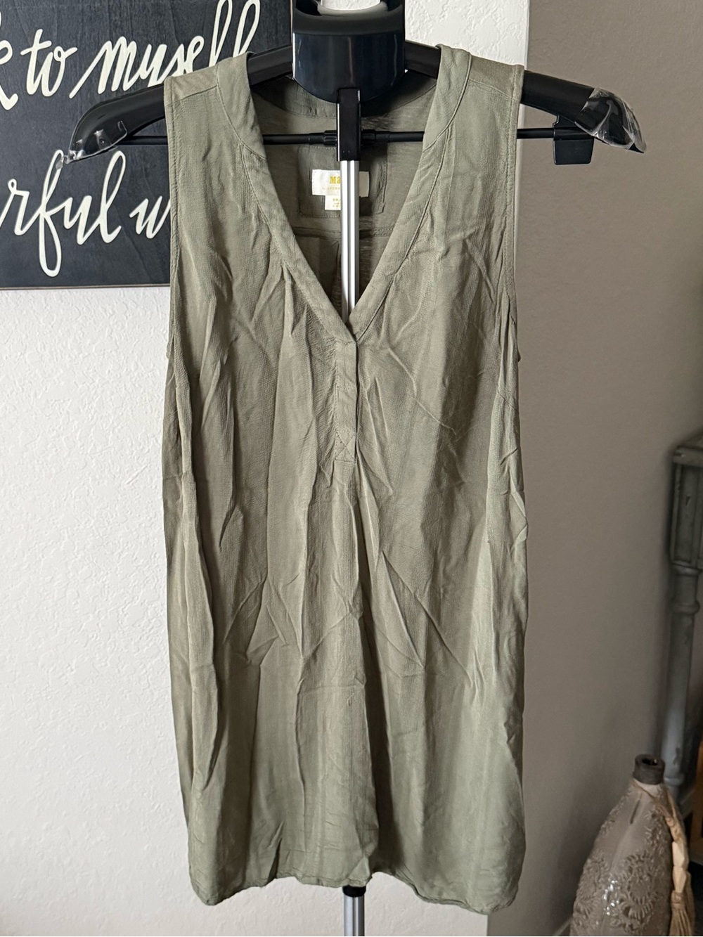 Maeve Olive V-Neck Tunic Top
